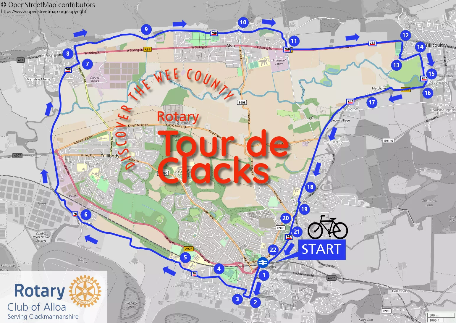 Tour de Clacks route map